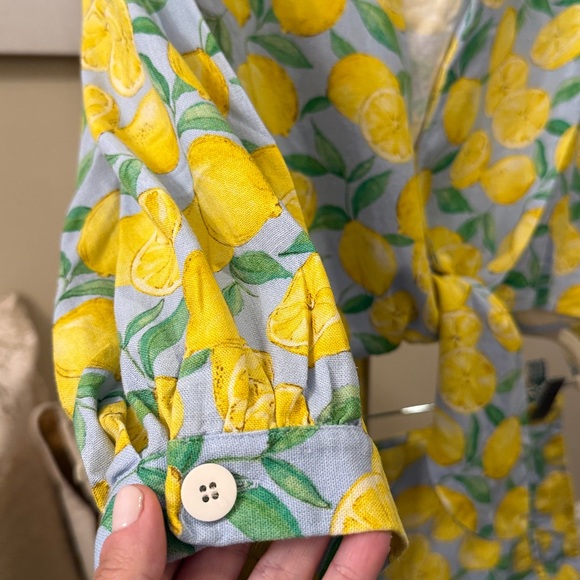 ZARA | Lemon 🍋 PRINTED LINEN CROPPED BLOUSE | Coord Set | Matching Shorts - Picture 16 of 17